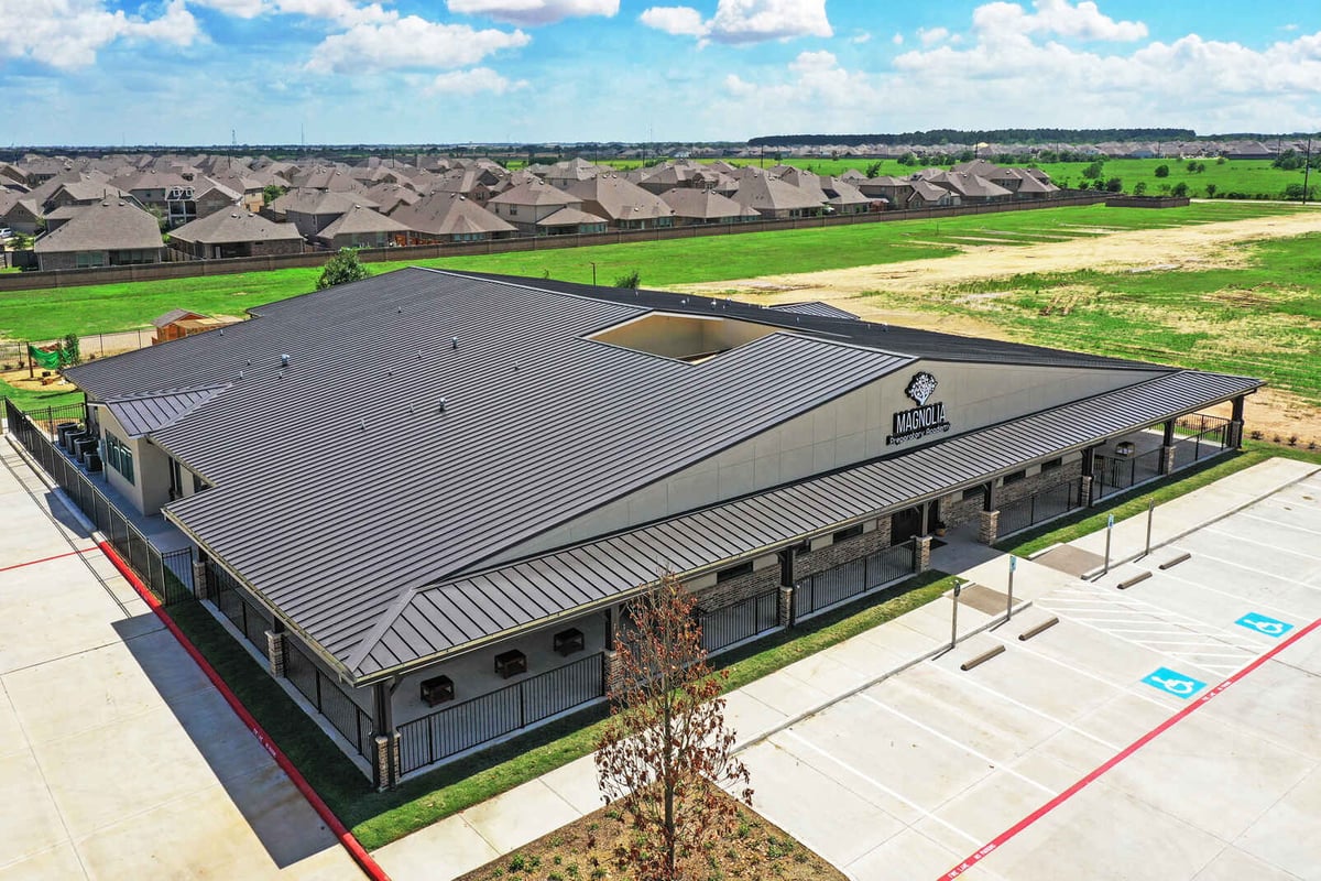 Aerial view of a renovated commercial property by GSD Construction in Houston, TX