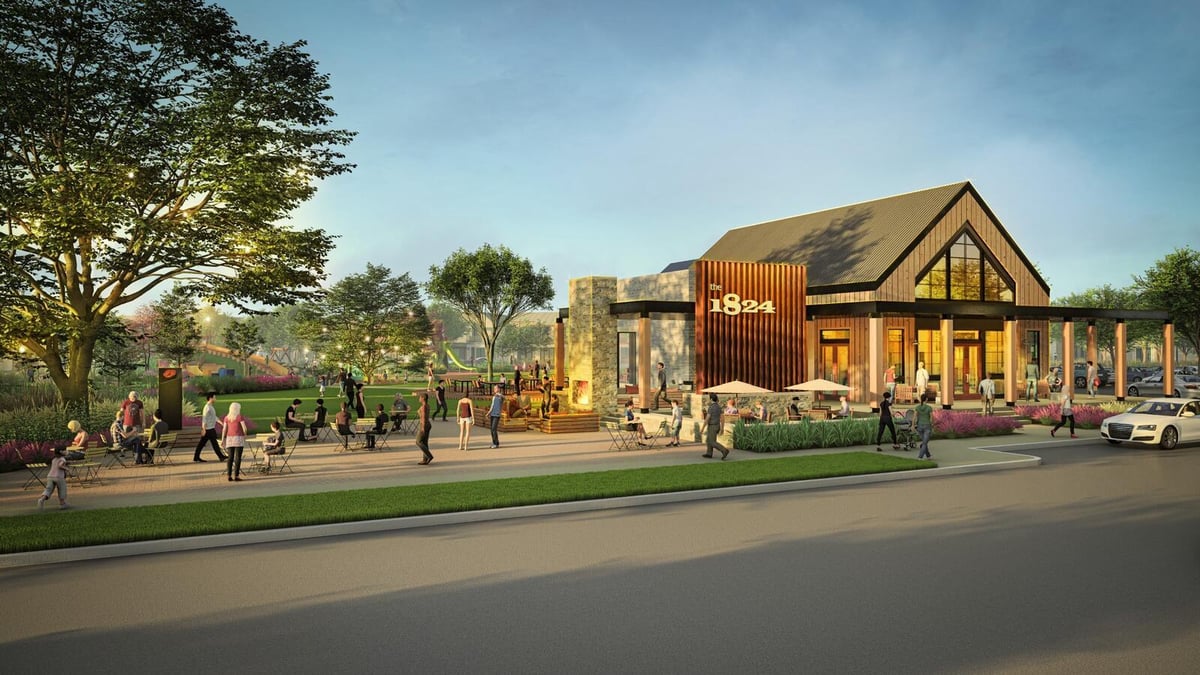 Rendering of The 1824 café and wine bar under construction by GSD Construction in the Austin Point community