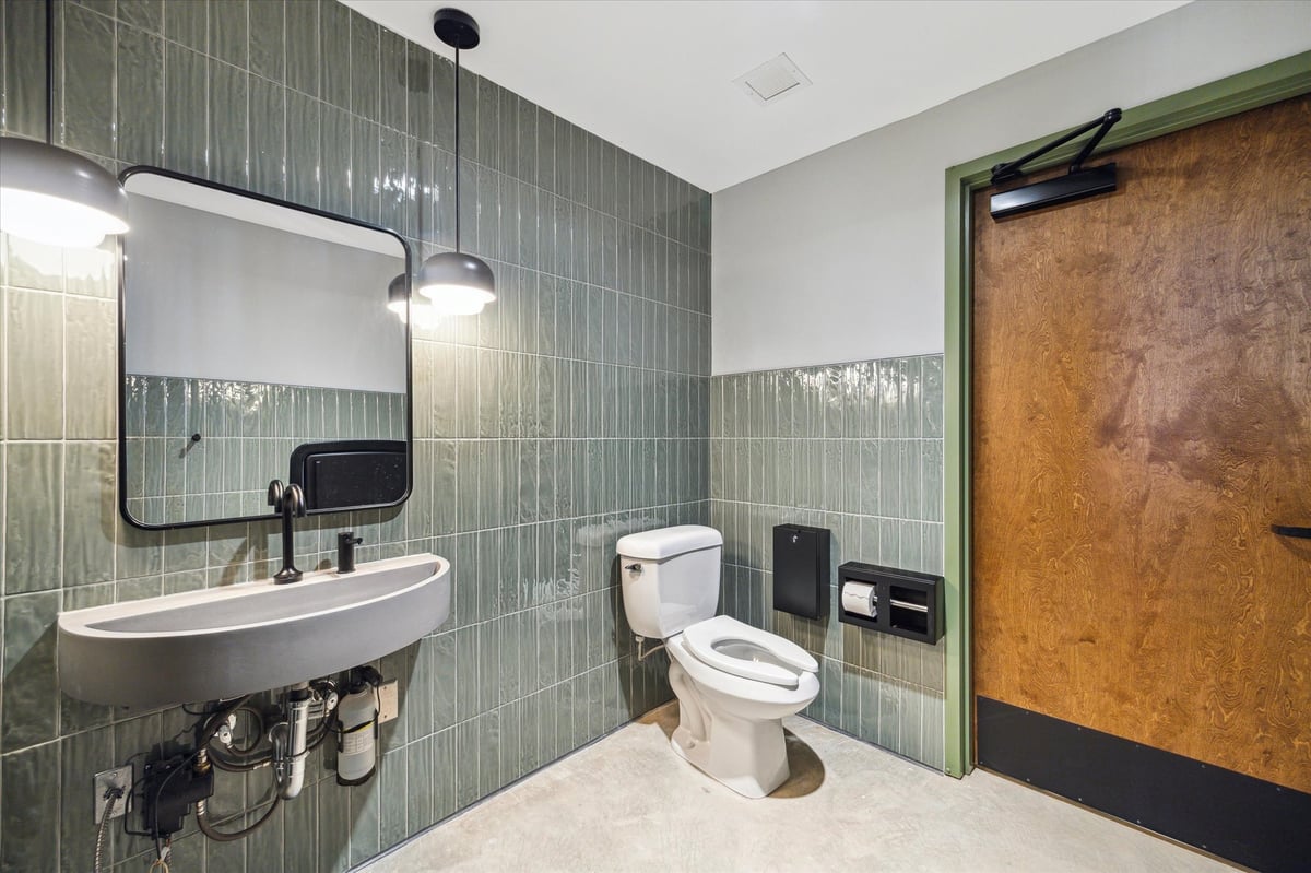 Green Glazed tile commercial bathroom